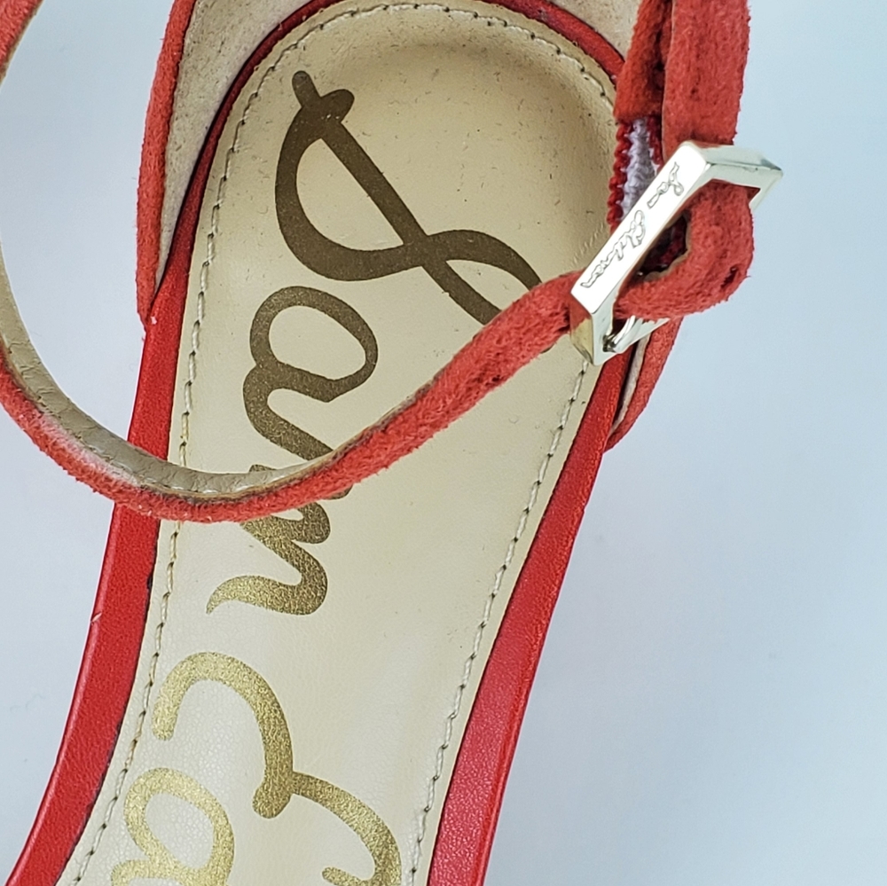 Sam Edelman Coral Leather Block Heel Sandals. - Picture 6 of 15